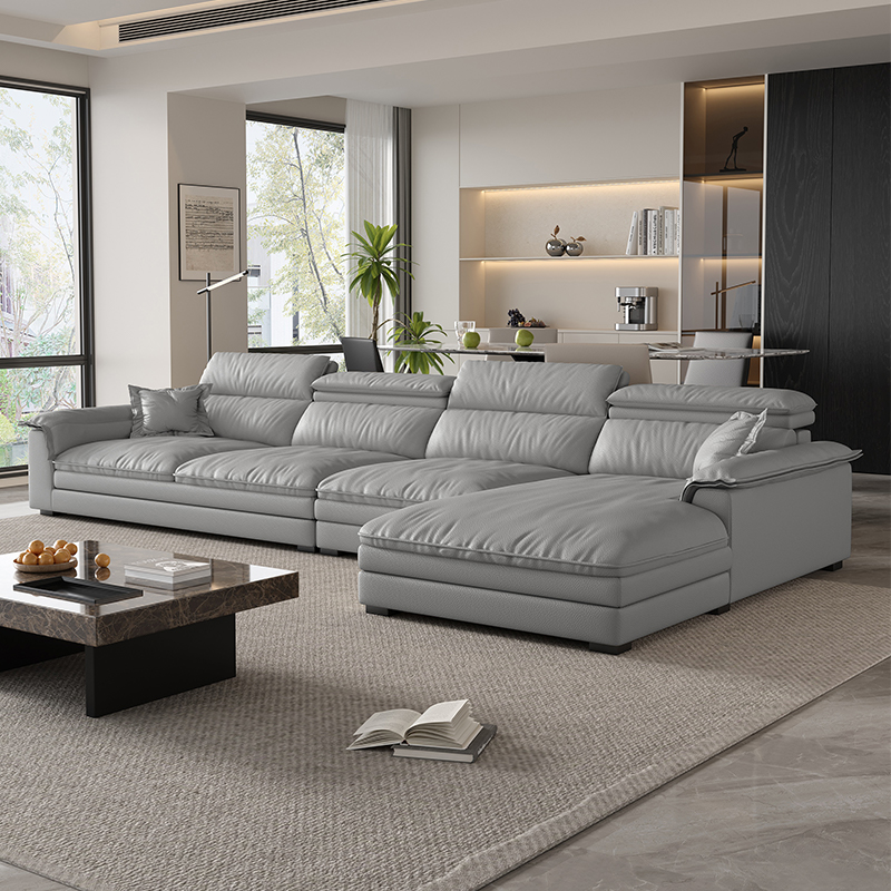 L-Shape Leather Sofa Recliner in White/Espresso/Beige with Right Hand Facing Orientation - image 7