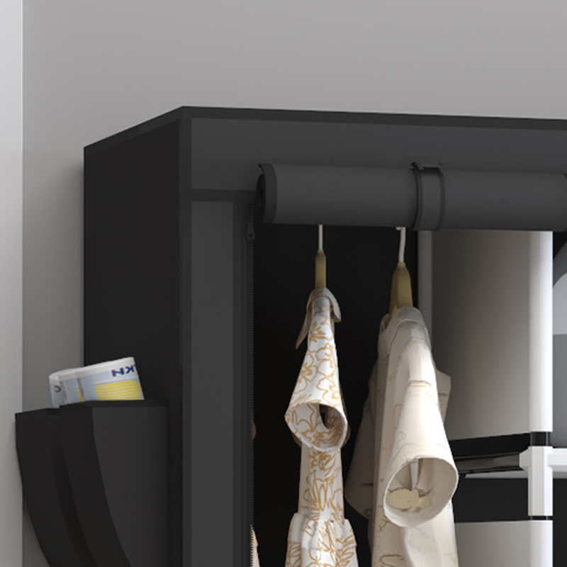 Modish Synthetic Unfixed Wardrobe Closet with Interior Shelves and Clothing Rod - image 8