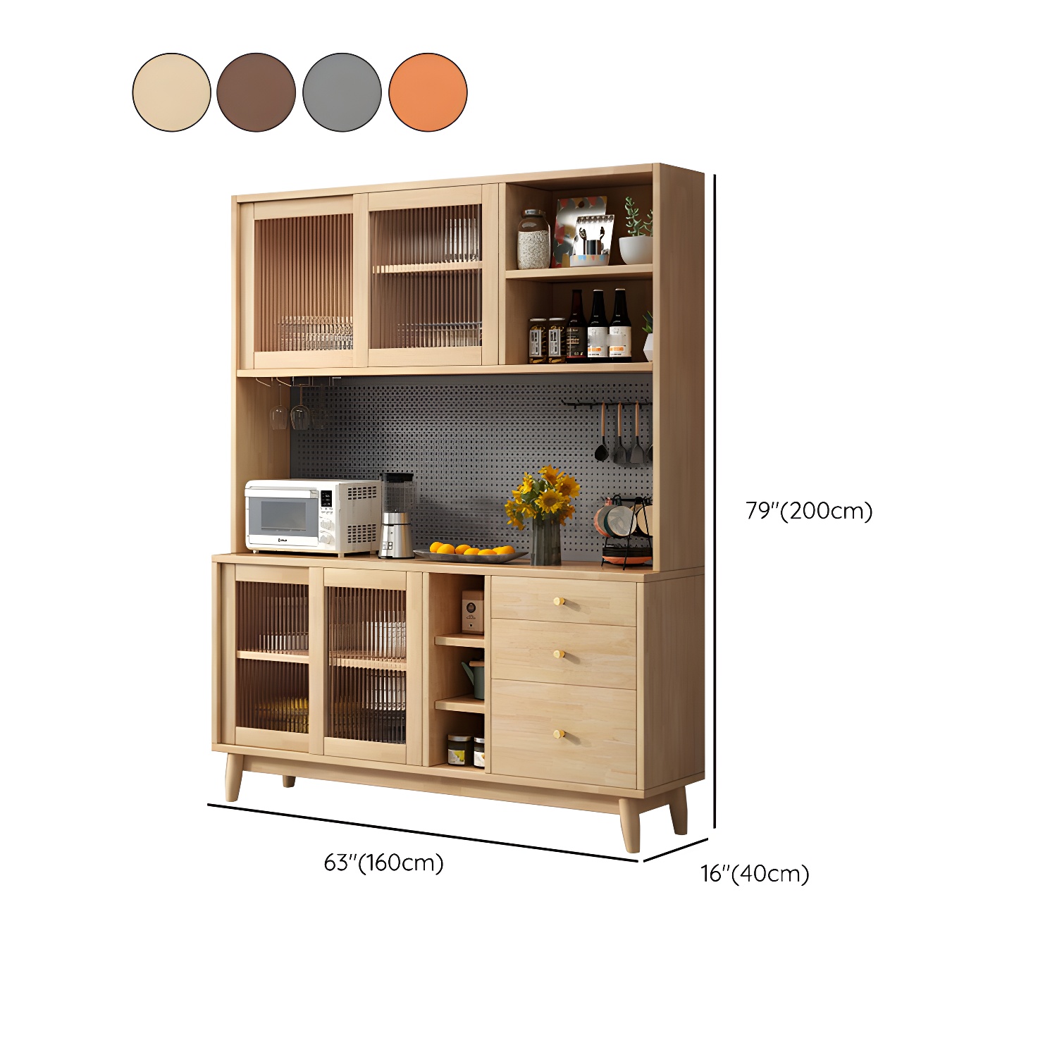 Modern Style Solid Wood Storage Sideboard Cabinet with Glass Doors and Drawers - image 18