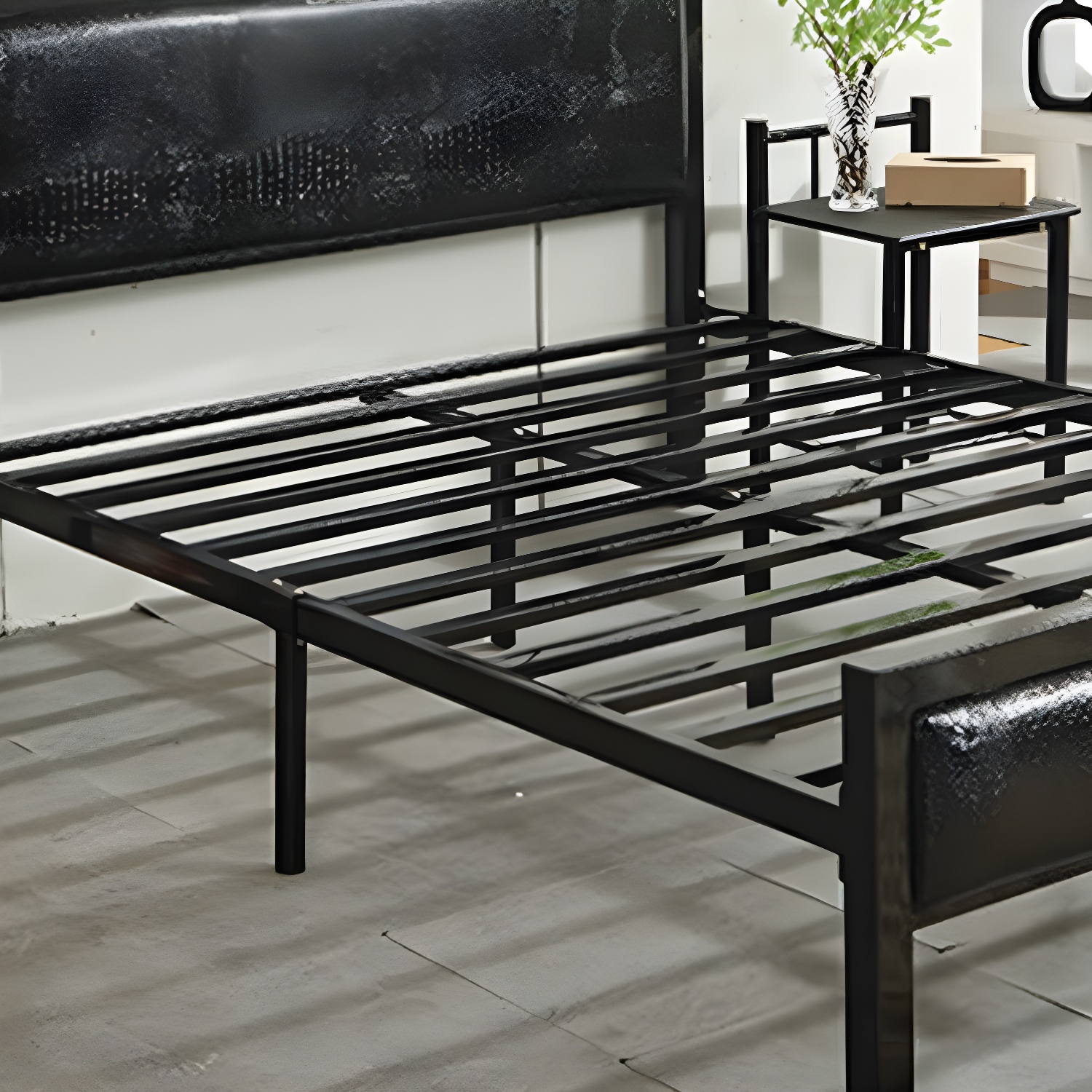 Contemporary Metal Standard Bed, Panel Rectangular Headboard Bed - image 10