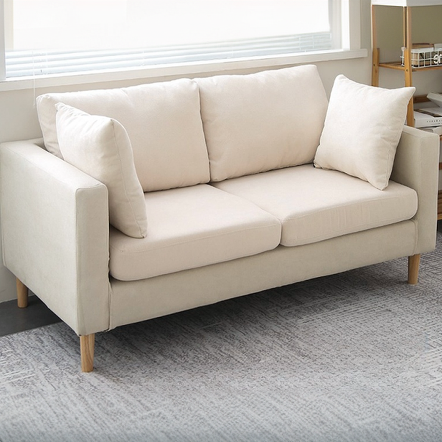 Cream/Dove Grey/Cerulean Loveseat with Slipcover, Wide Pillow Back, Receptacle and 2 Pillows - image 10