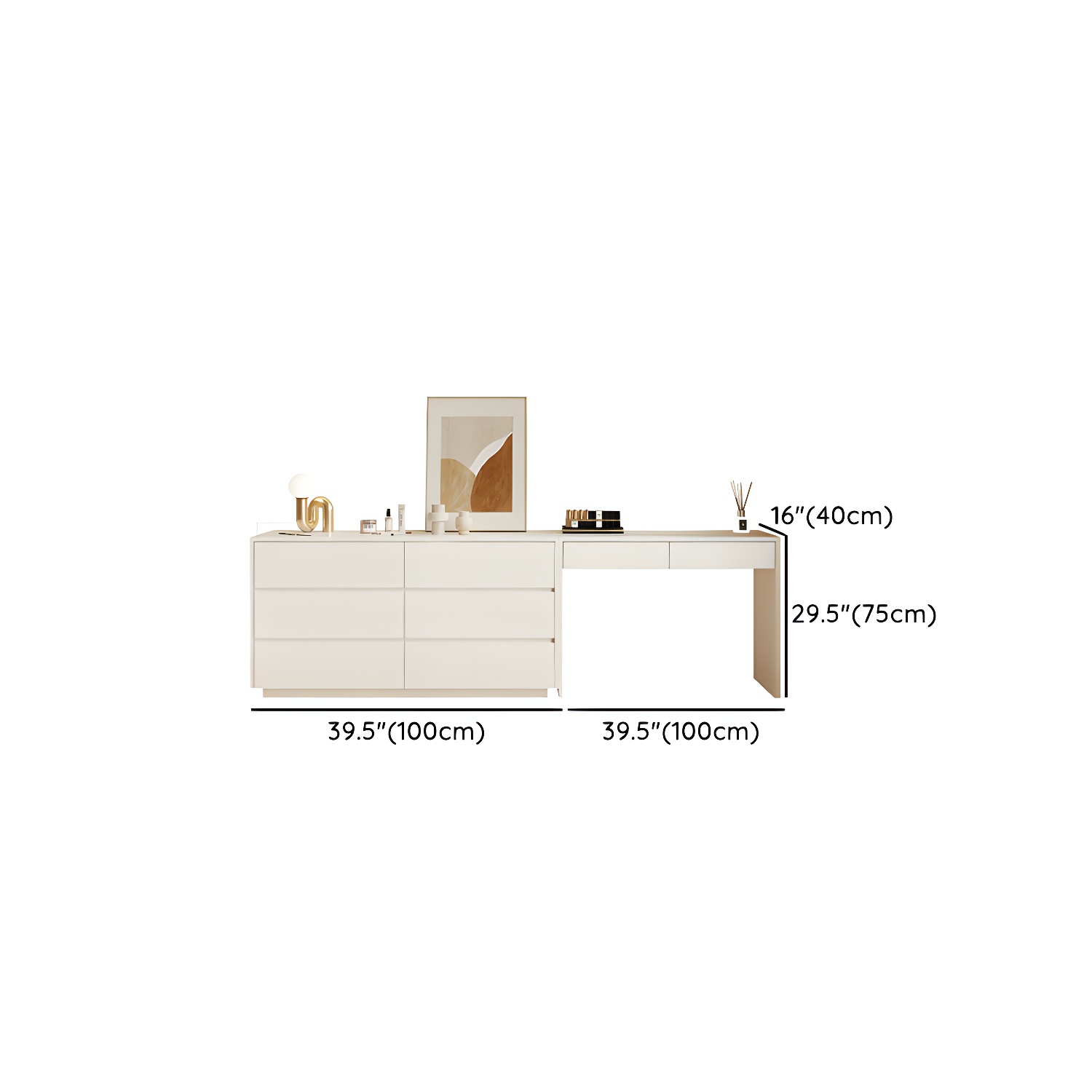 Modern Wood Vanity with Drawers, Large Size, Soft Close Glides, 40cm Width, 75cm Height - image 12