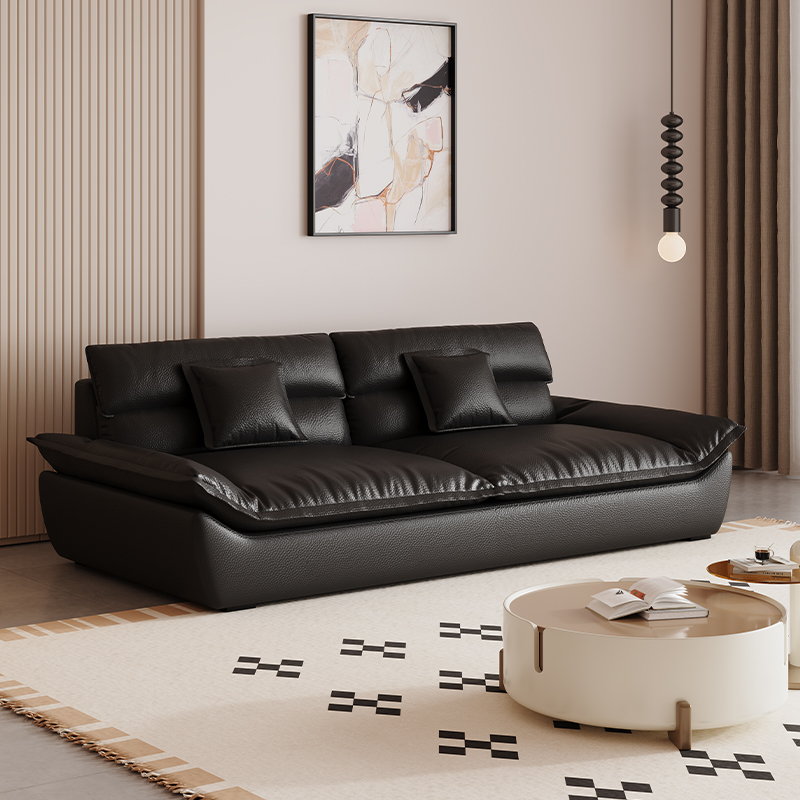 Modern Solid Color Scratch-defiant Standard Sofa in Light Gray/Taupe/Citrus Color, 3-seater with 2 Pillows