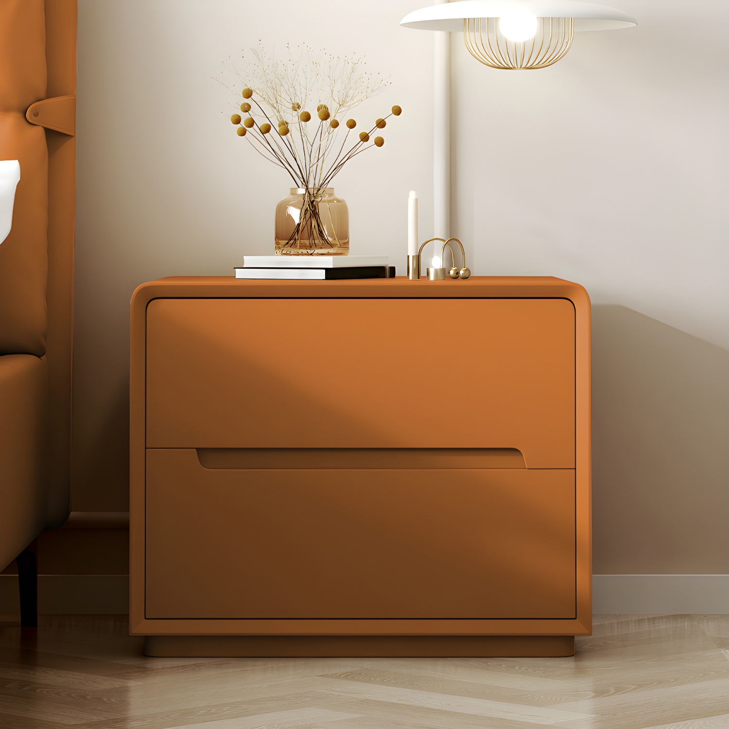 Modern Wood Drawer Nightstand for Small Spaces with 2 Drawers in Narrow Design - image 10
