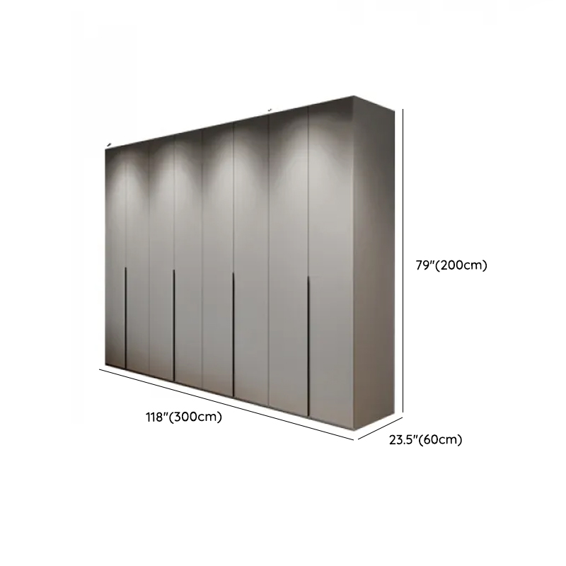 Dove Grey Minimalist Manufactured Wood Wardrobe Closet with Compartments, Soft Close Door, Interior Shelves, and Clothing Rod - image 27
