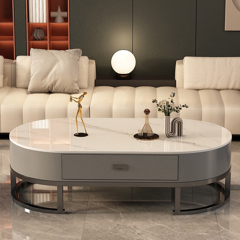 Elliptical Accent Table with Dual-base and Rawhide Upholstery - image 5