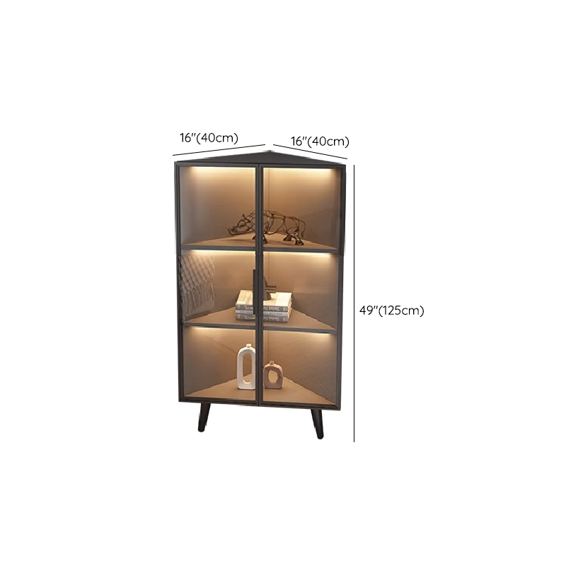 Dove Grey Scratch-immune Corner Accent Cabinet with Cabinet, Glass-panel Door, Adjustable Shelving and Handle Bars - image 12