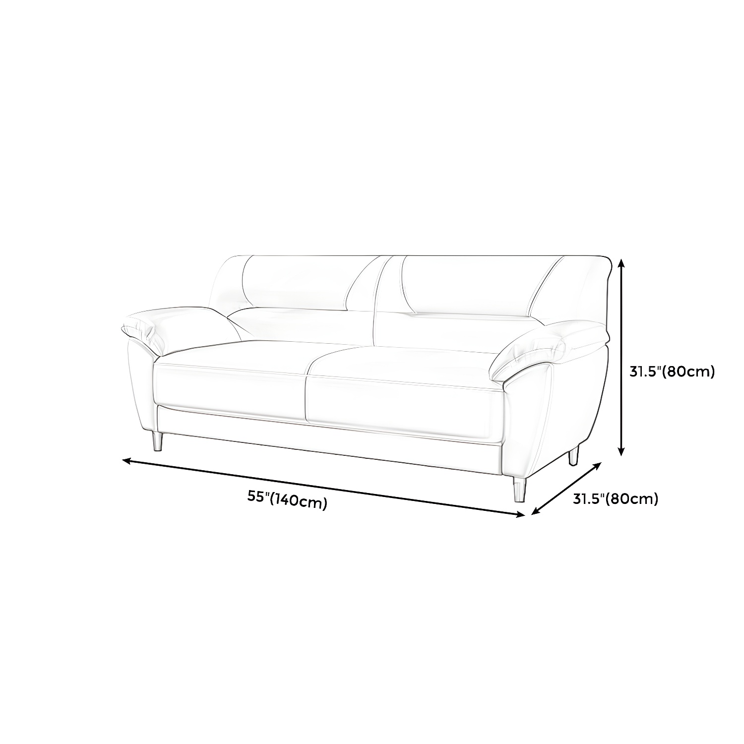 Leather Modern 2/3-seat Pillow Top Arm Sofa 70.87"/55.12" W Sewn Pillow Back Sofa - image 18