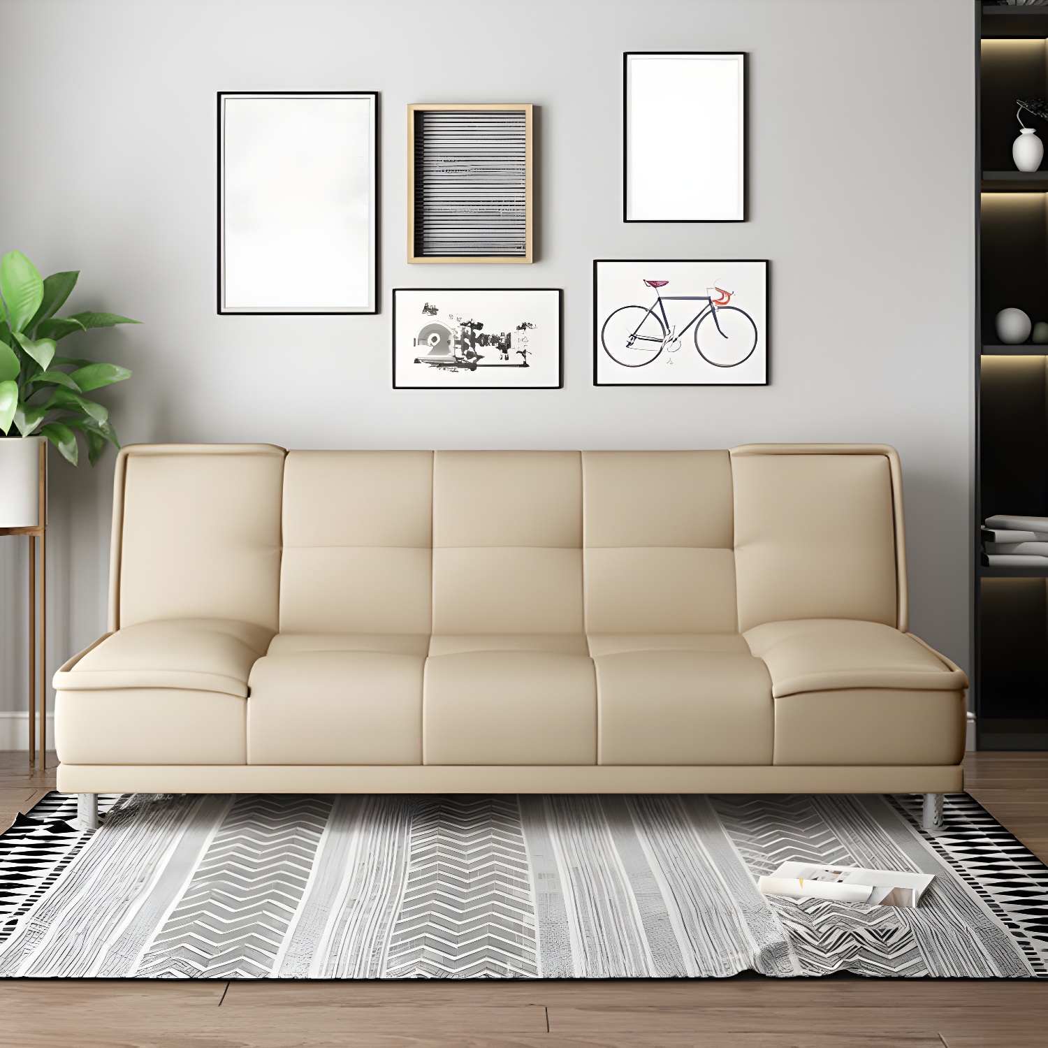 75"Modern Minimalist Armless Foldable Sleeper Leather Settee