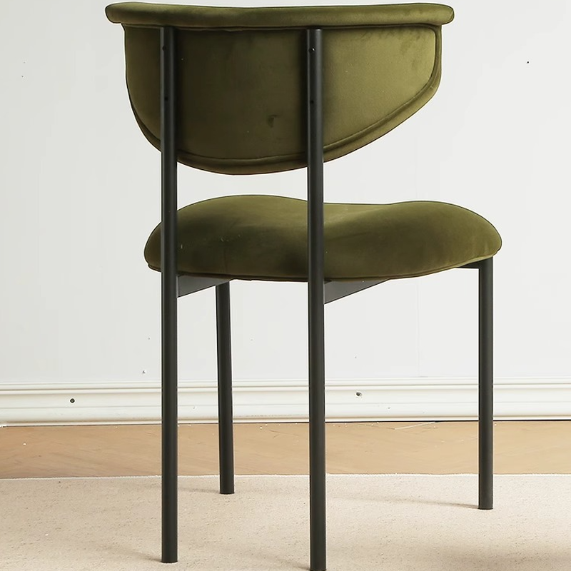 Scandinavian Side Chair with Uncovered Back, Upholstered, Ink/Gilded Metal Legs - image 14