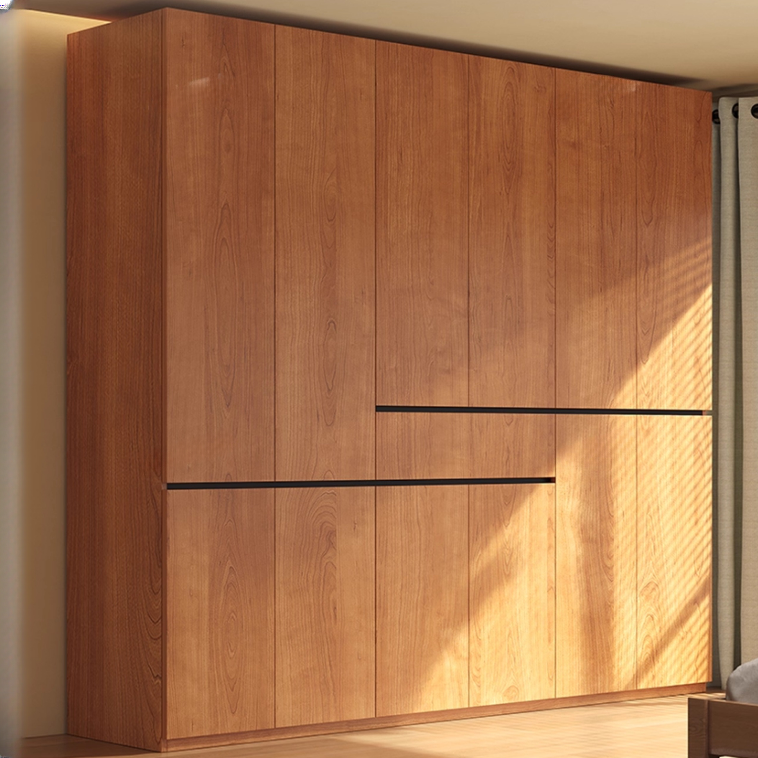 Modish Natural Wood Independent Armoire Cabinet with Soft Close Drawer, Soft Close Door, Interior Shelves, and Clothing Rod - image 3