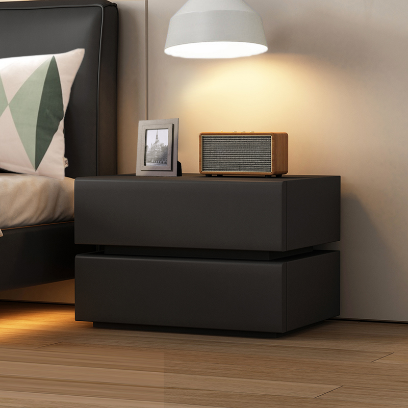 Art Deco Style Bedside Cabinet Nightstand with 2 Drawers and Pine Countertop