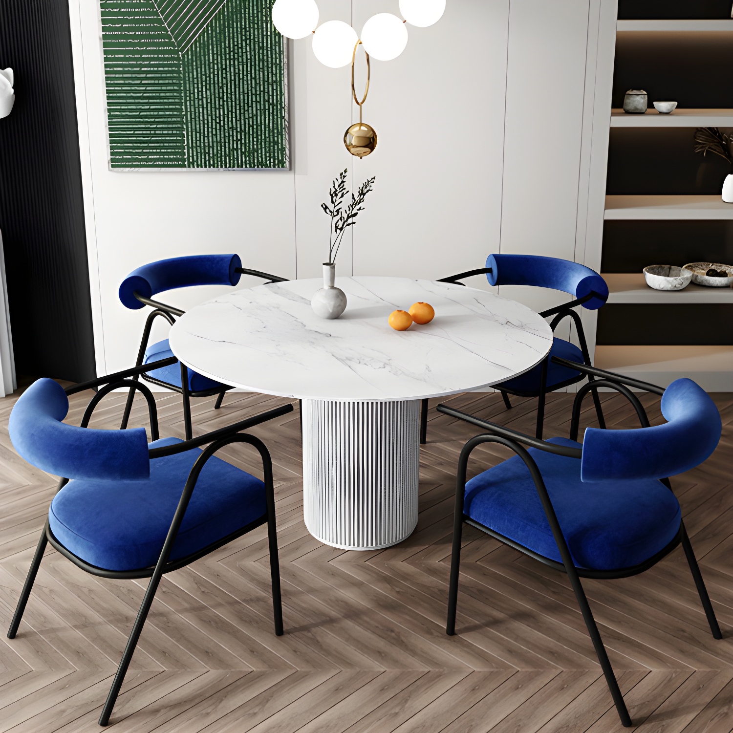 Modern Round Wood Dining Table Home Kitchen Dinner Pedestal Dining Table - image 15