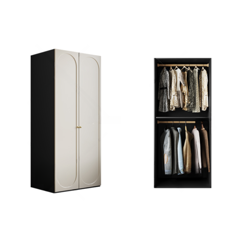 Contemporary Wood Wardrobe Armoire with Soft Close Drawer, Soft Close Door, Interior Shelves, and Hanging Rod