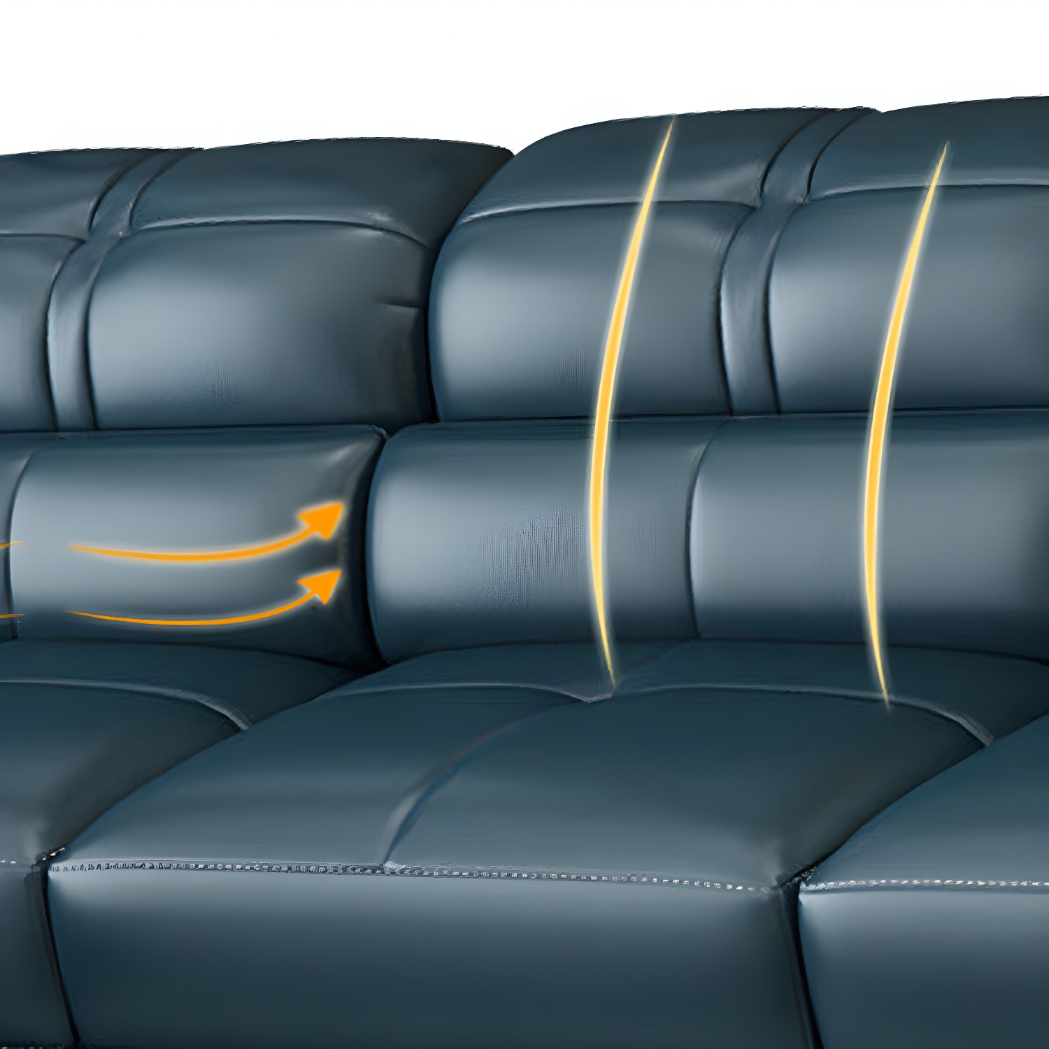 Genuine Leather Sectional 34.65"High Pillow Top Arm Sofa with Storage, Blue - image 8