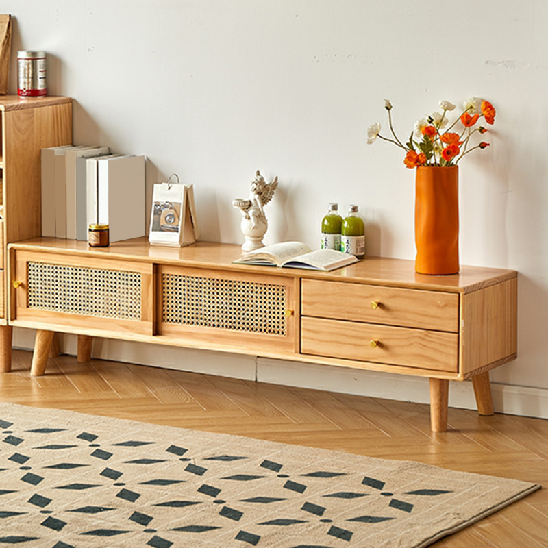 Modern TV Stand with Wood Material & Low Height Featuring Drawers - image 5
