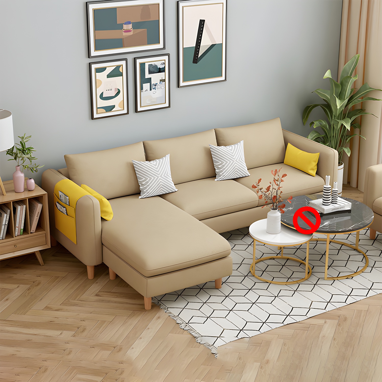 Modern Wooden Frame L-Shaped Sectional Sofa Chaise in Small Size with Storage Included - image 8