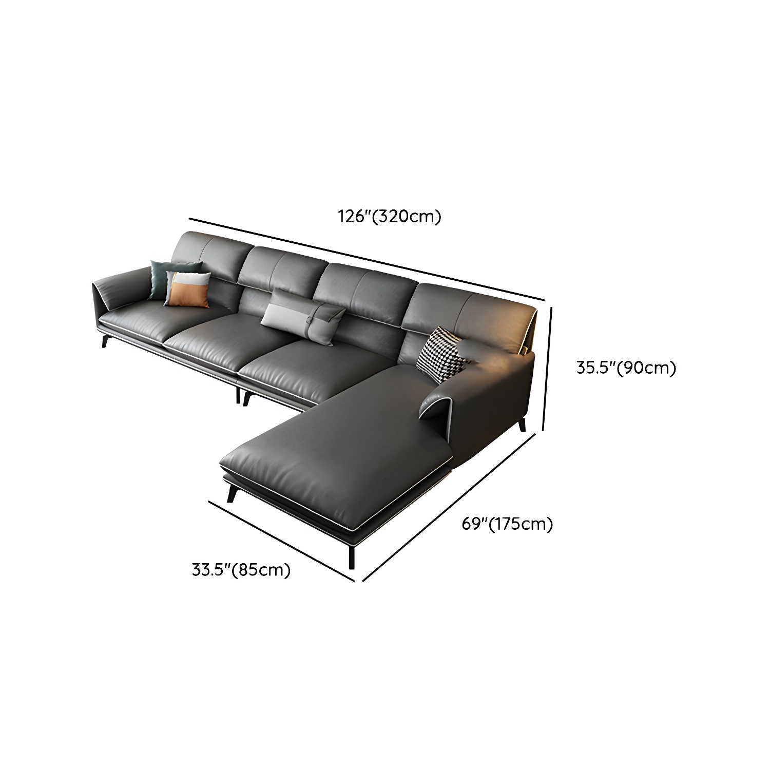 Modern Gray Stationary Sectional Sofa with Wood Frame and Pillow Top Arm - image 19