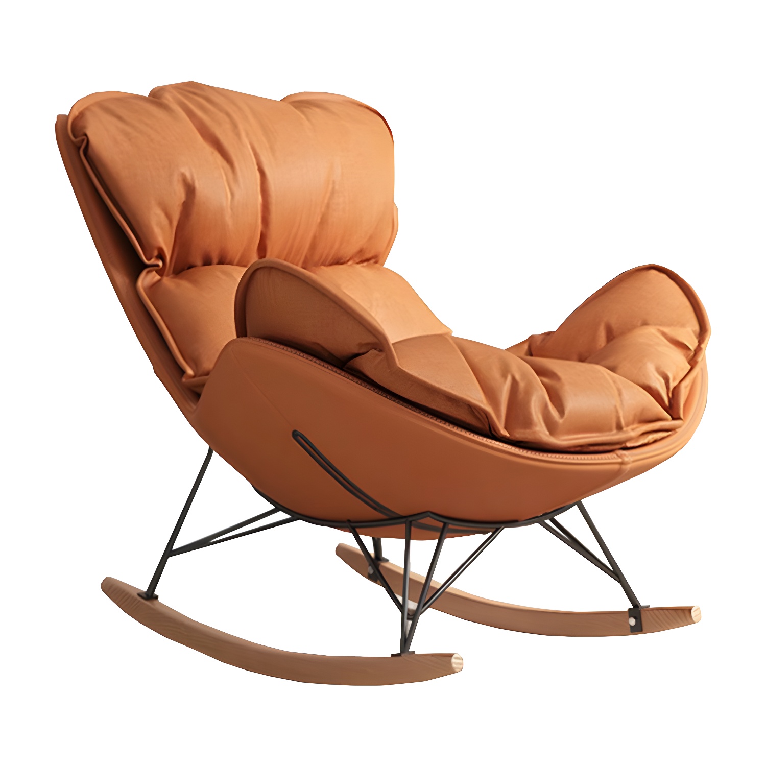 Stylish and Comfortable Modern Upholstered Indoor Rocking Chair with Natural Wood Legs - image 12