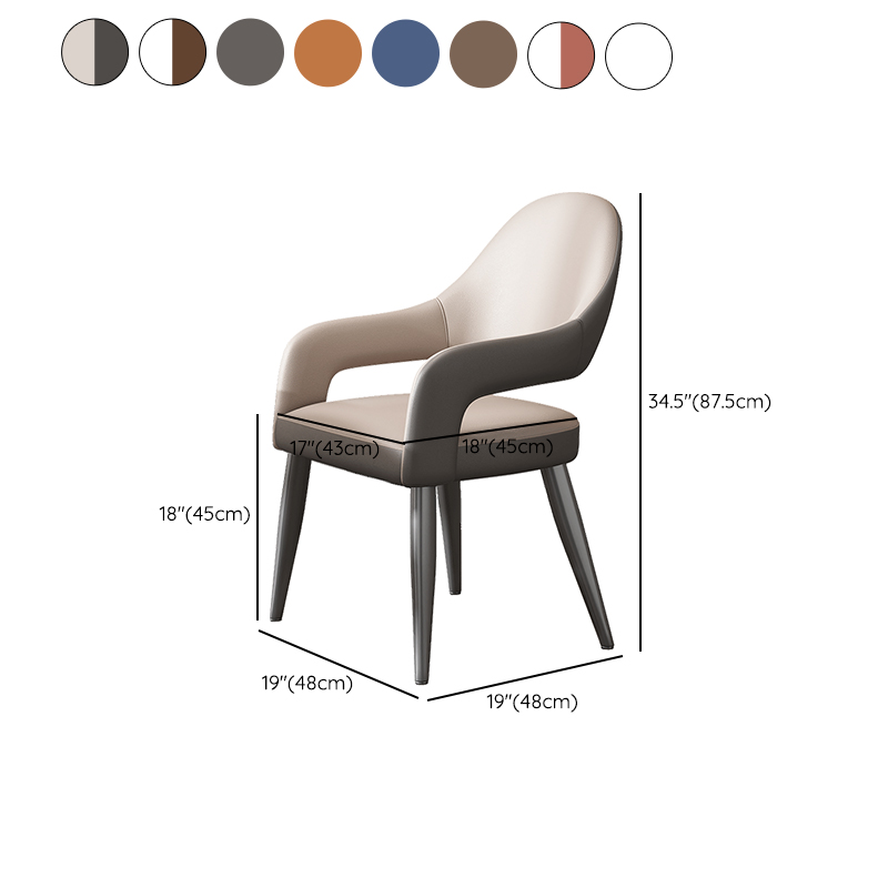 Faux Leather Arm Chair with Standard Back and Metal Legs in Gray for Kitchen & Dining - image 20