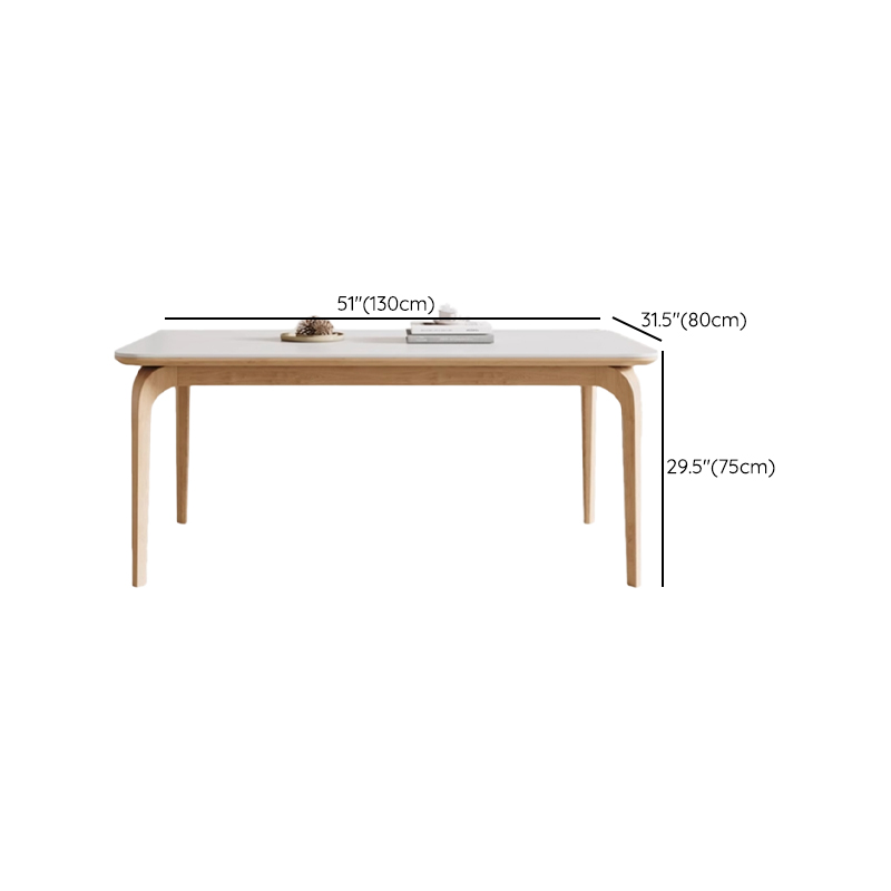 Dining Table Set with Slate Stone Fixed Table, Padded Chair Back for 6 People in White - image 7