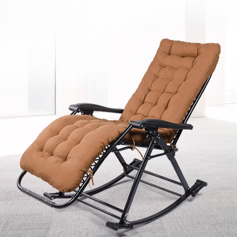 Simplistic Stain Resistant Metal Cushioned Rocking Accent Chair with Round Arm - image 10