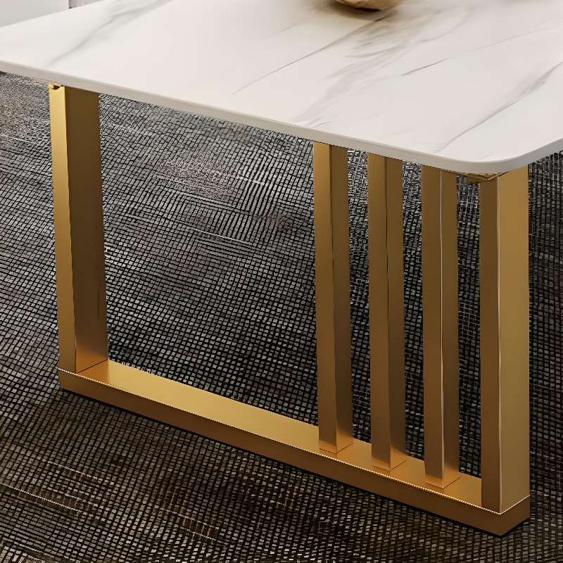 Lavish/Mission Style White Sintered Stone Geometric Figure Single Side Table with Sledge Base - image 4