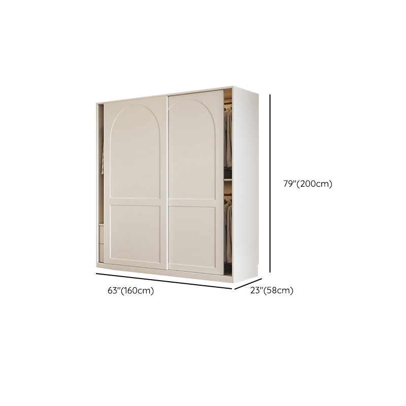 White Minimalist Wooden Wardrobe Closet with Soft Close Drawer, Soft Close Door, Interior Shelves, and Clothing Rod - image 10
