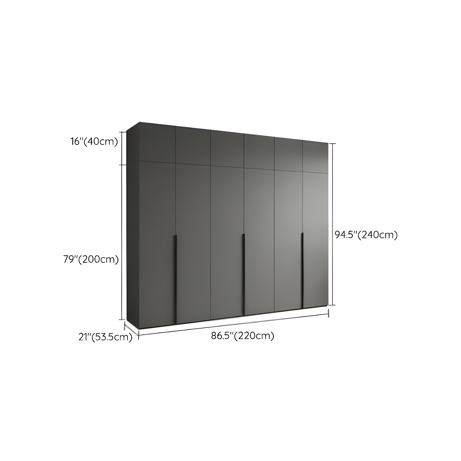 Modern Grey Wood Wardrobe Armoire with Drawers & Shelves for Ample Storage - image 24