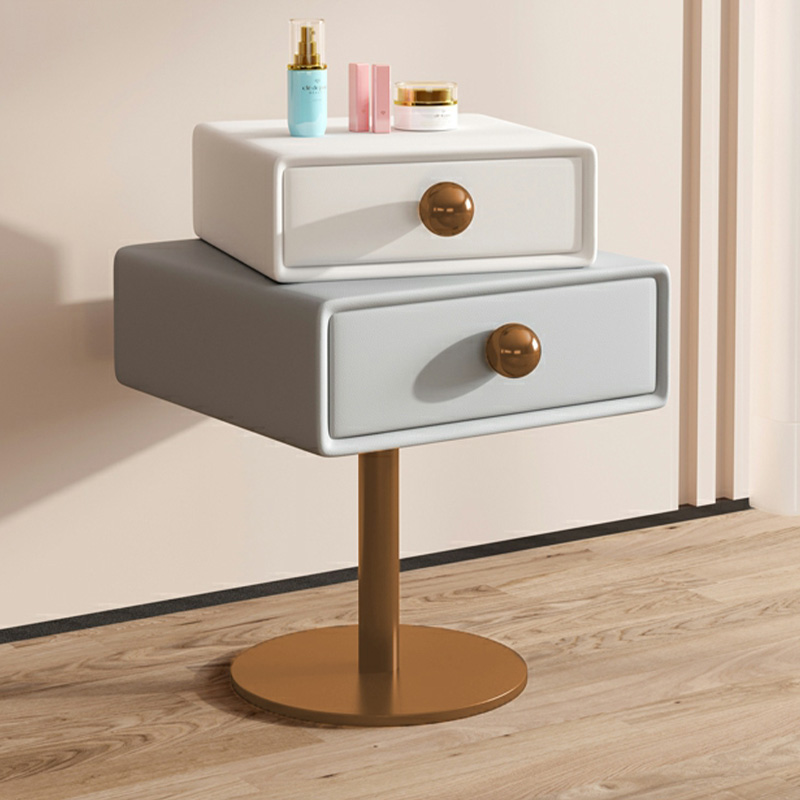 Modern Faux Leather Drawer Storage Nightstand in Narrow for Bedroom - image 6