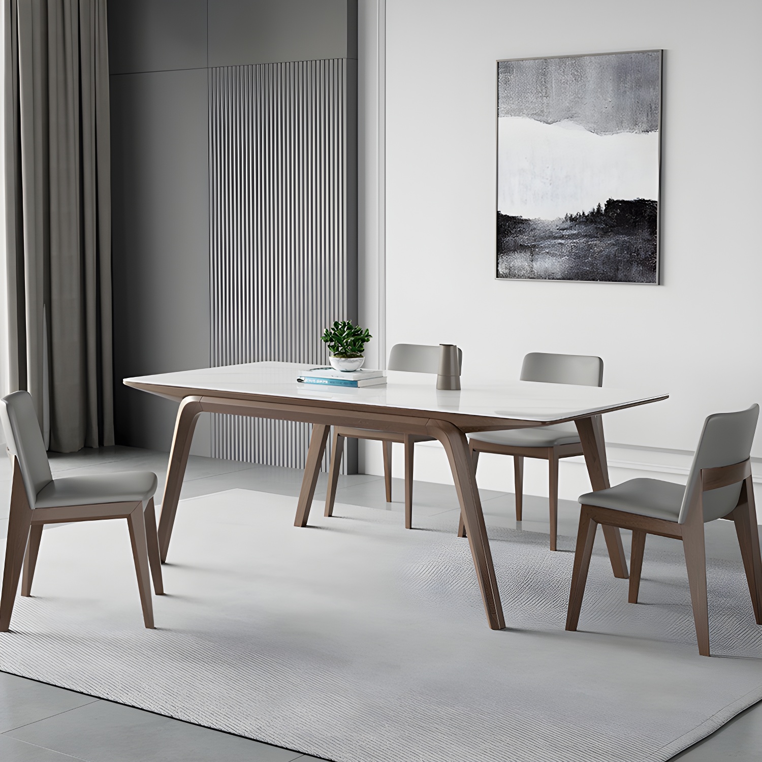 Designer Style Sintered Stone Top Dining Set Rectangle 1/3/4/5/7 Pieces Dining Table Set