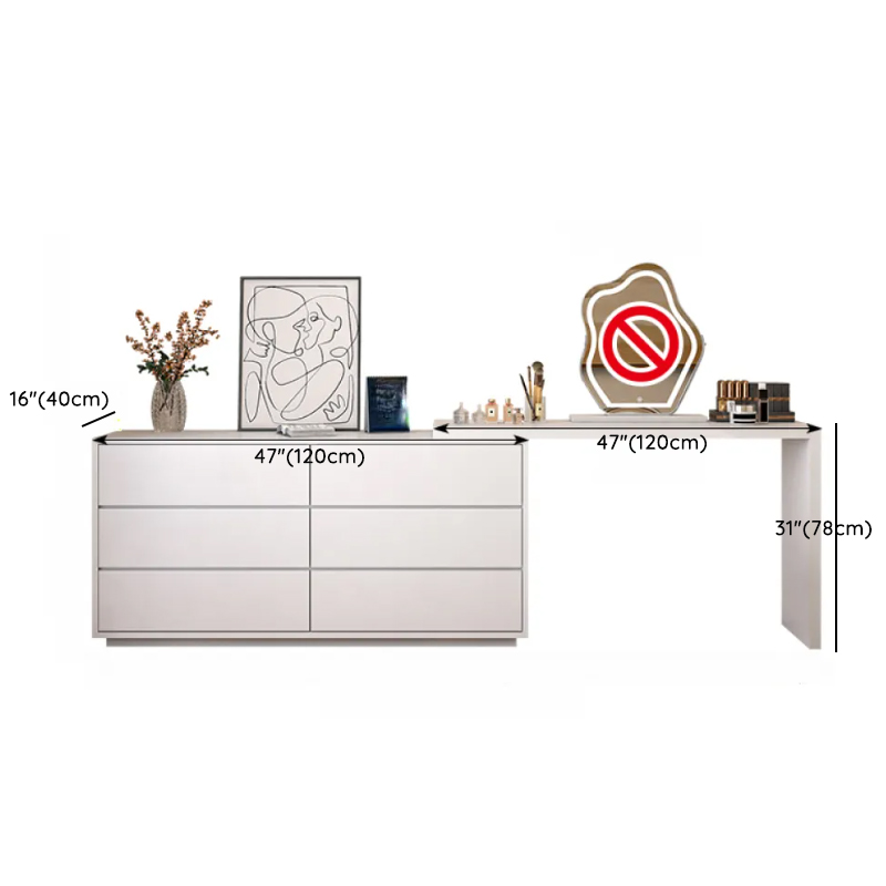 Large Vanity Set with Chalk Seating, 6 Drawers, Lumber Frame, Scalable 2-in-1 Design, and Chair - image 7