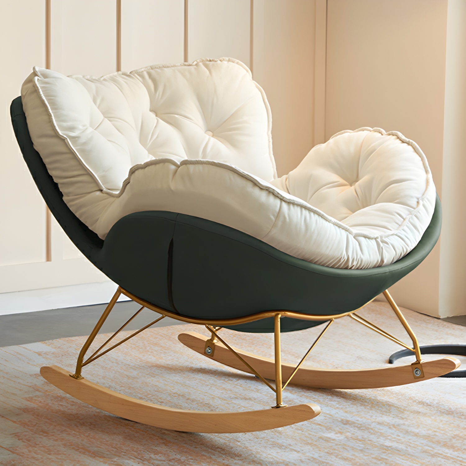Stylish and Comfortable Modern Rocking Chair with Natural Wood Legs and Upholstered Track Arms - image 3