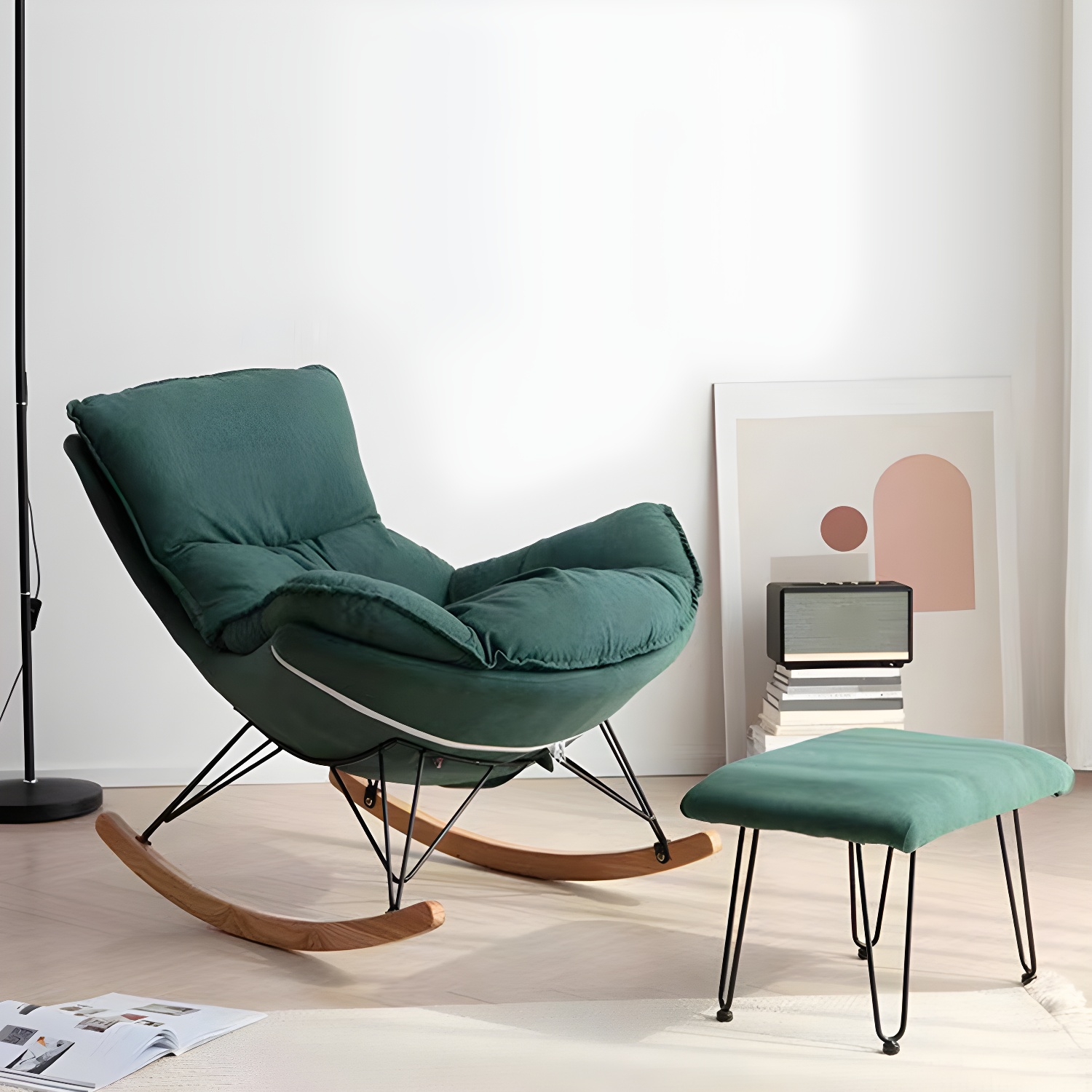Modern Single Lazy Rocking Chair Indoor Sofa Rocking Chair with Cushion - image 5