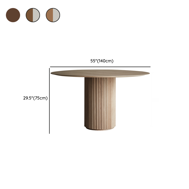 Fixed Rounded Dining Table for 4/2 People/Seats 6 with Ribbed Leg and a Slate/Wooden Tabletop in Natural/Chalk in a Nordic Style - image 17