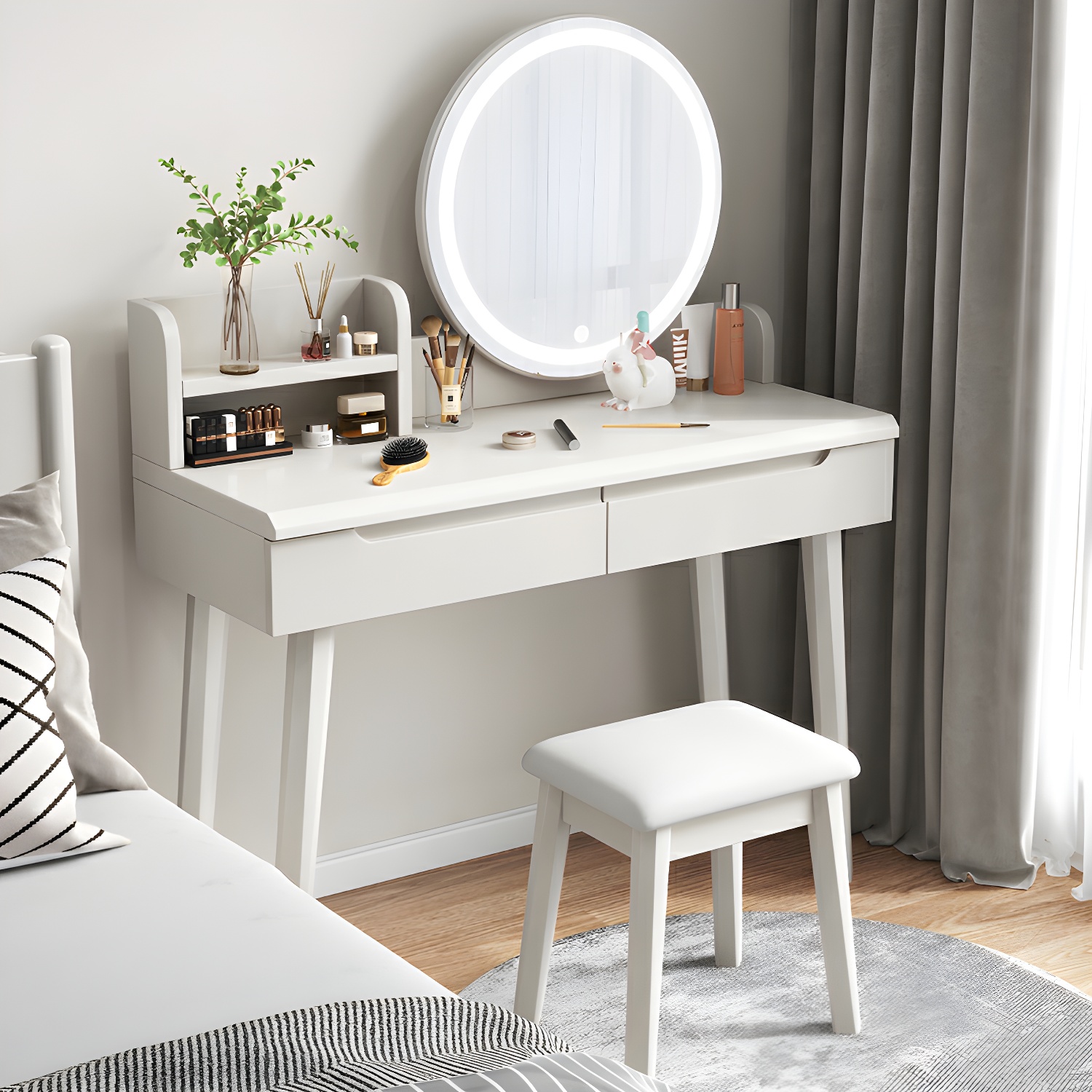 Light Wood/Bleached Wood/Gray Wood Sleeping Room 2 Drawers Lighting System with Tabletop Storage - image 4