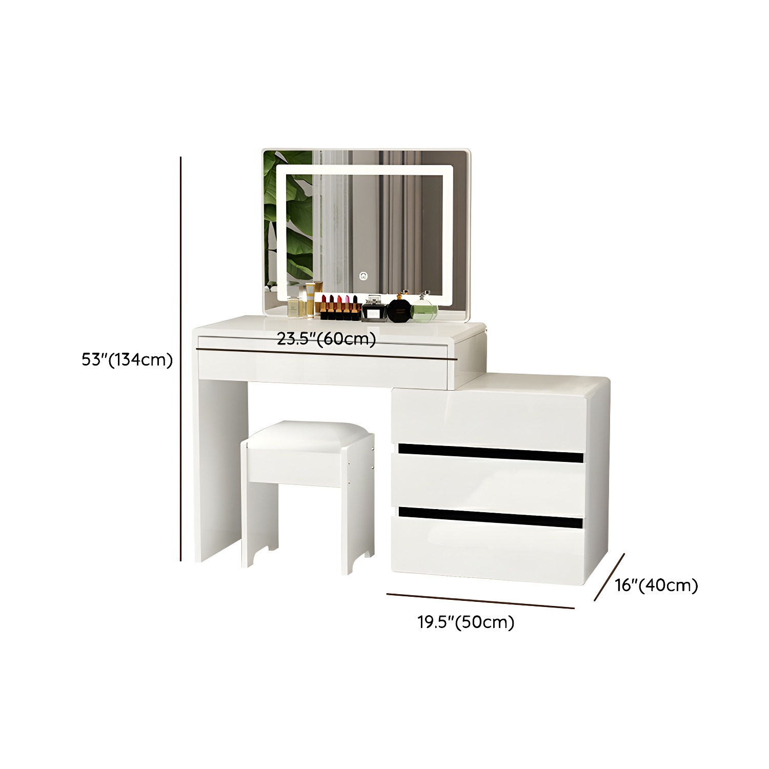 Modern 48'' White Wood Makeup Vanity & Stools with Drawers Self Close or Reserve Installation - image 20