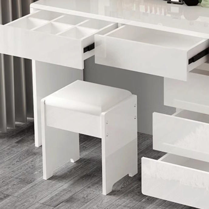 Modern 48'' White Wood Makeup Vanity & Stools with Drawers Self Close or Reserve Installation - image 7