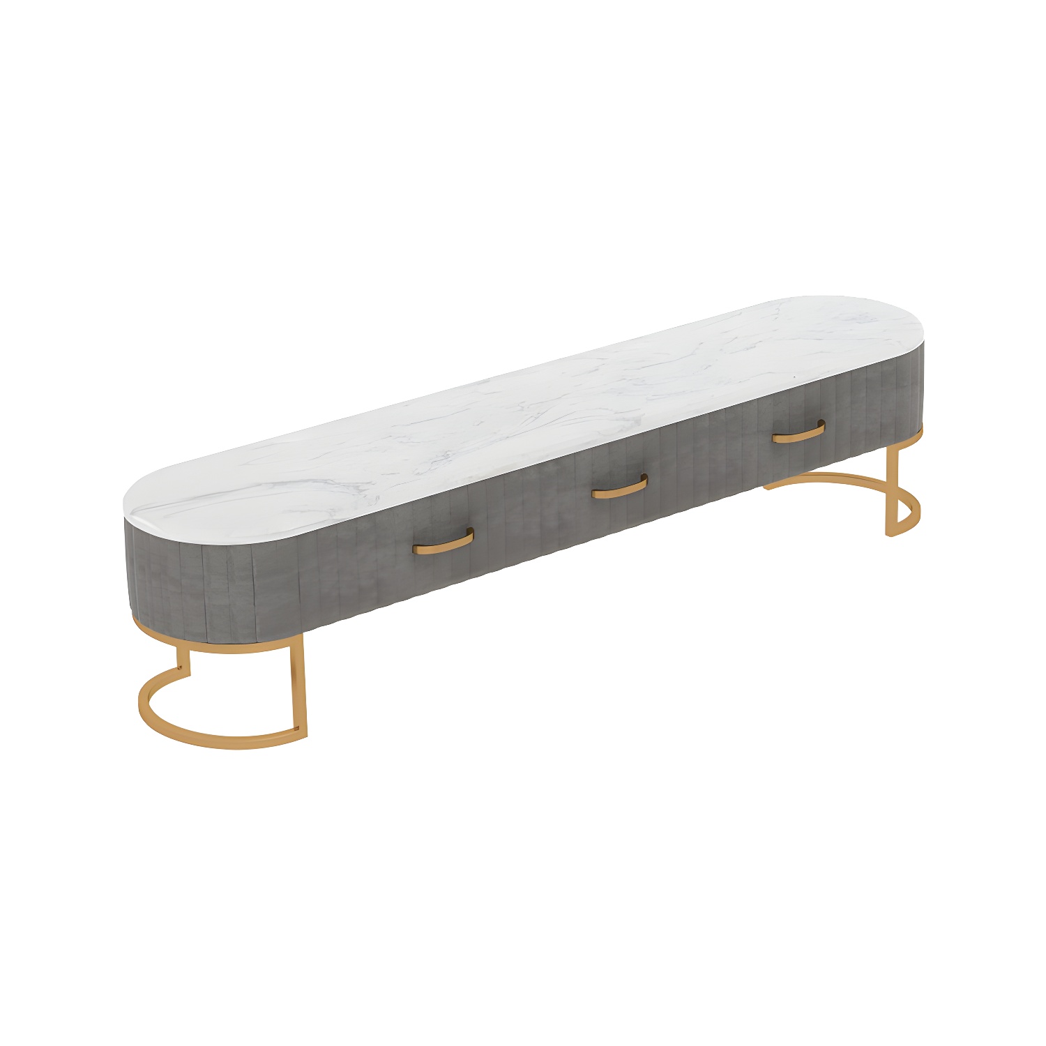 Scandinavian TV Stand Imitation Marble Enclosed Storage TV Console with Drawers - image 3