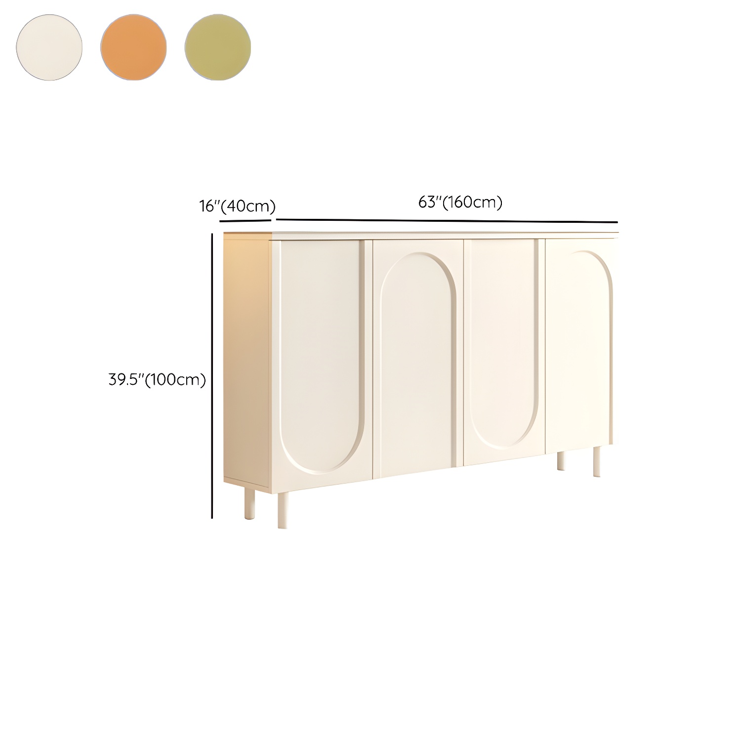 Scandinavian Wood Sideboard Cabinet with Stone Countertop, Adjustable Shelves - image 21