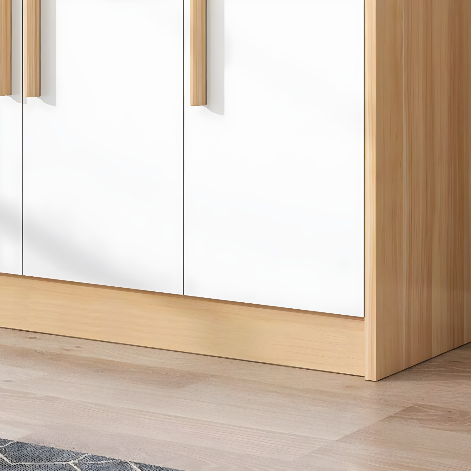 Scandinavian Wood Handle Storage Wardrobe with Metal Clothing Rod and Shelves - image 9