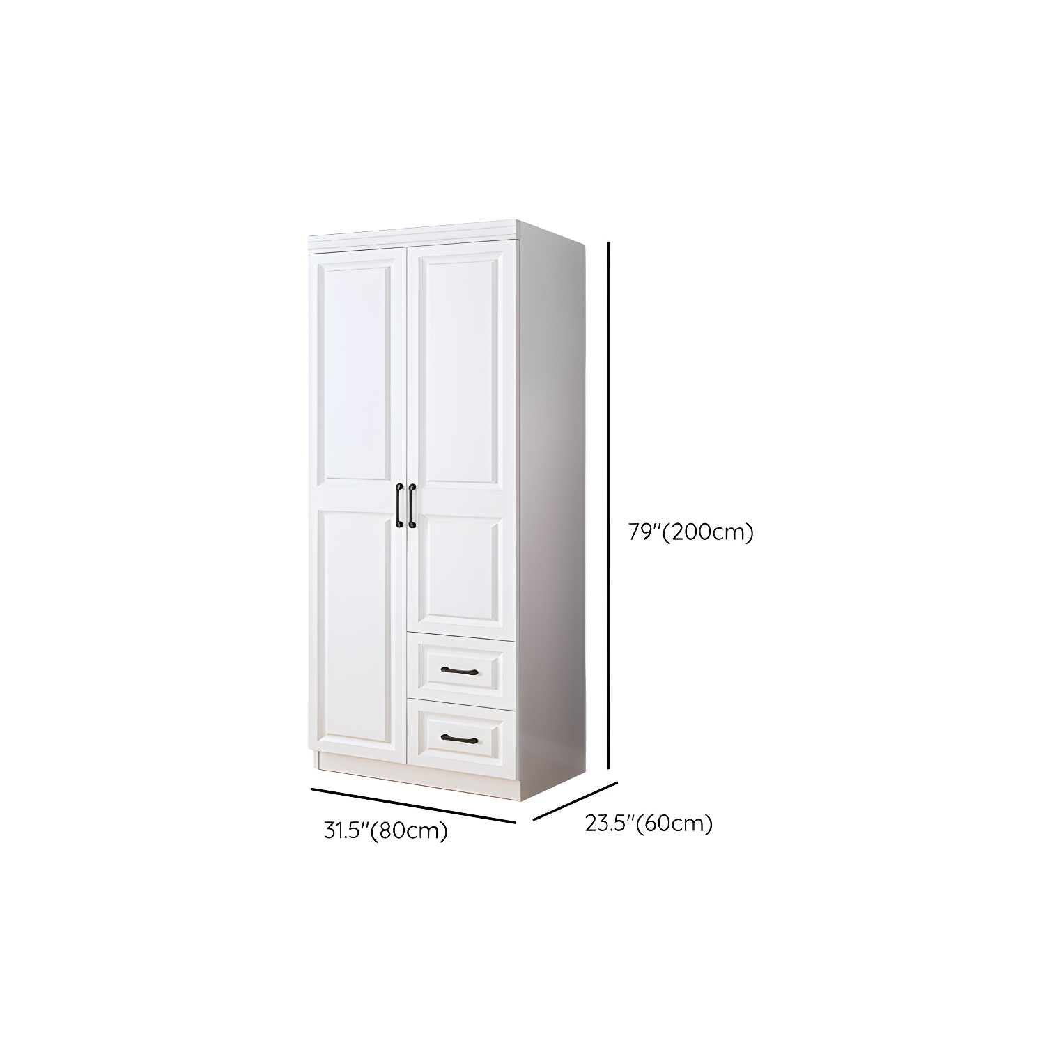 Modern White Wood Wardrobe Armoire with Soft-Close Drawers and Clothing Rod - image 9