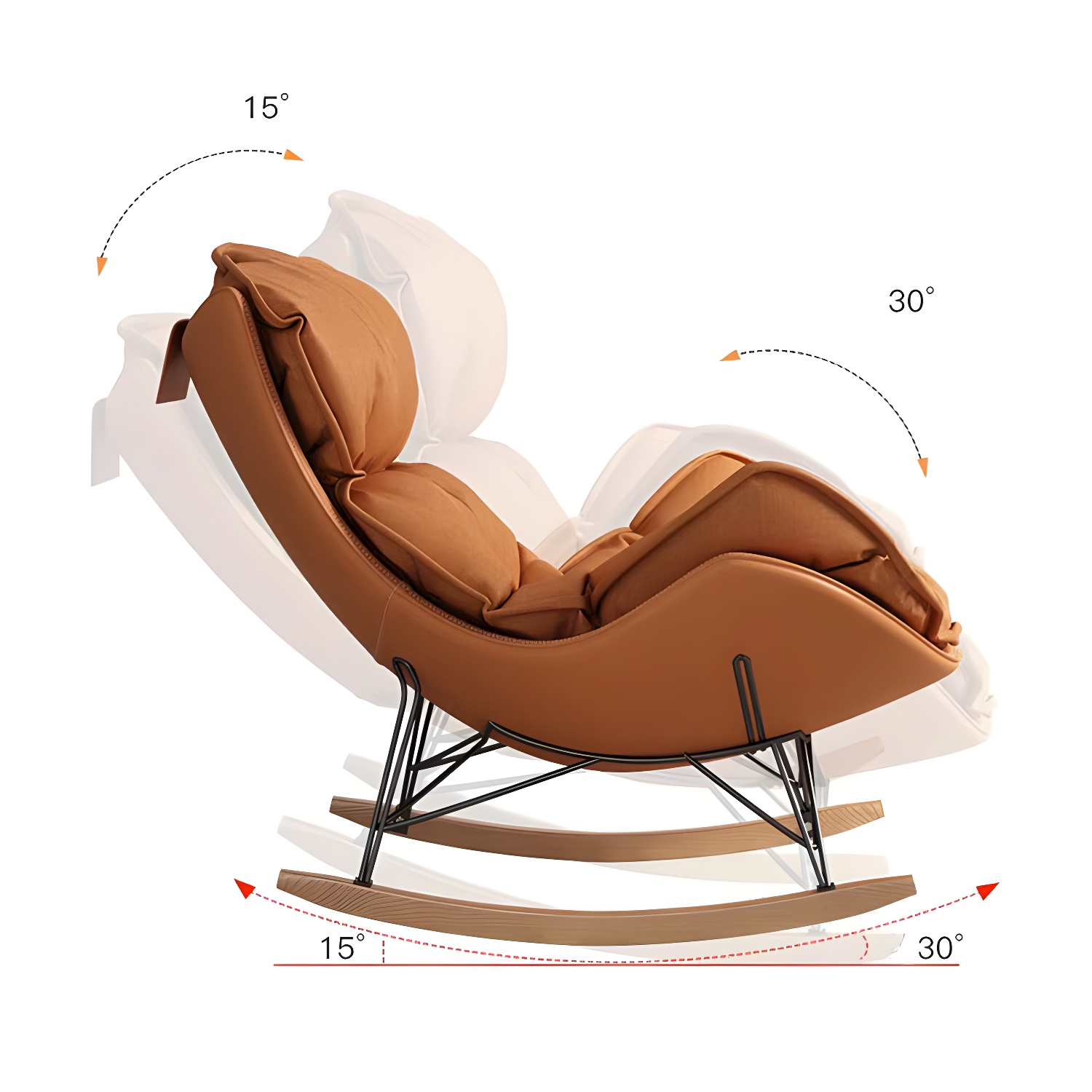 Stylish and Modern Upholstered Rocking Chair with Natural Wood Legs - image 16