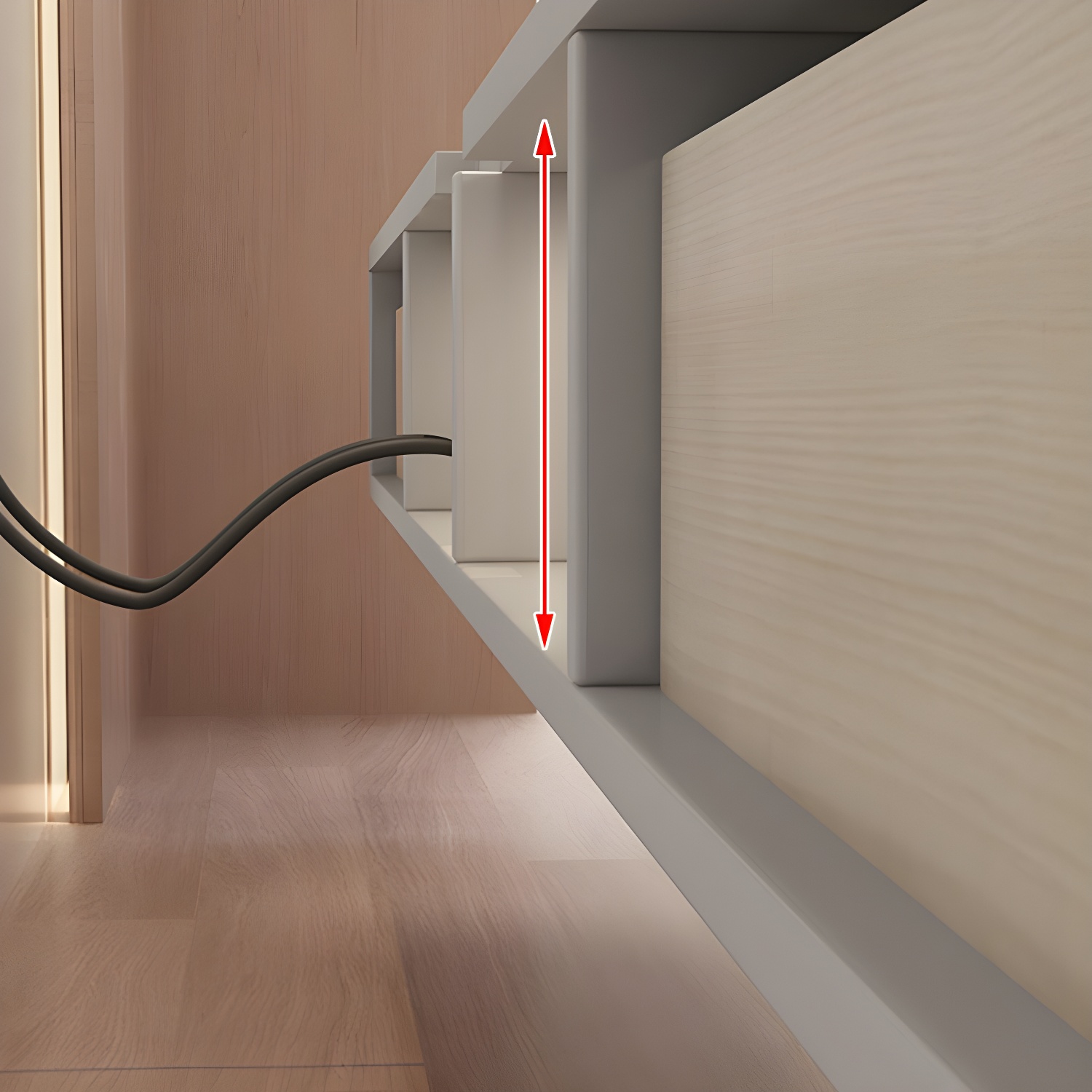 Contemporary Wall-Mounted TV Media Console with Cable Management - image 9
