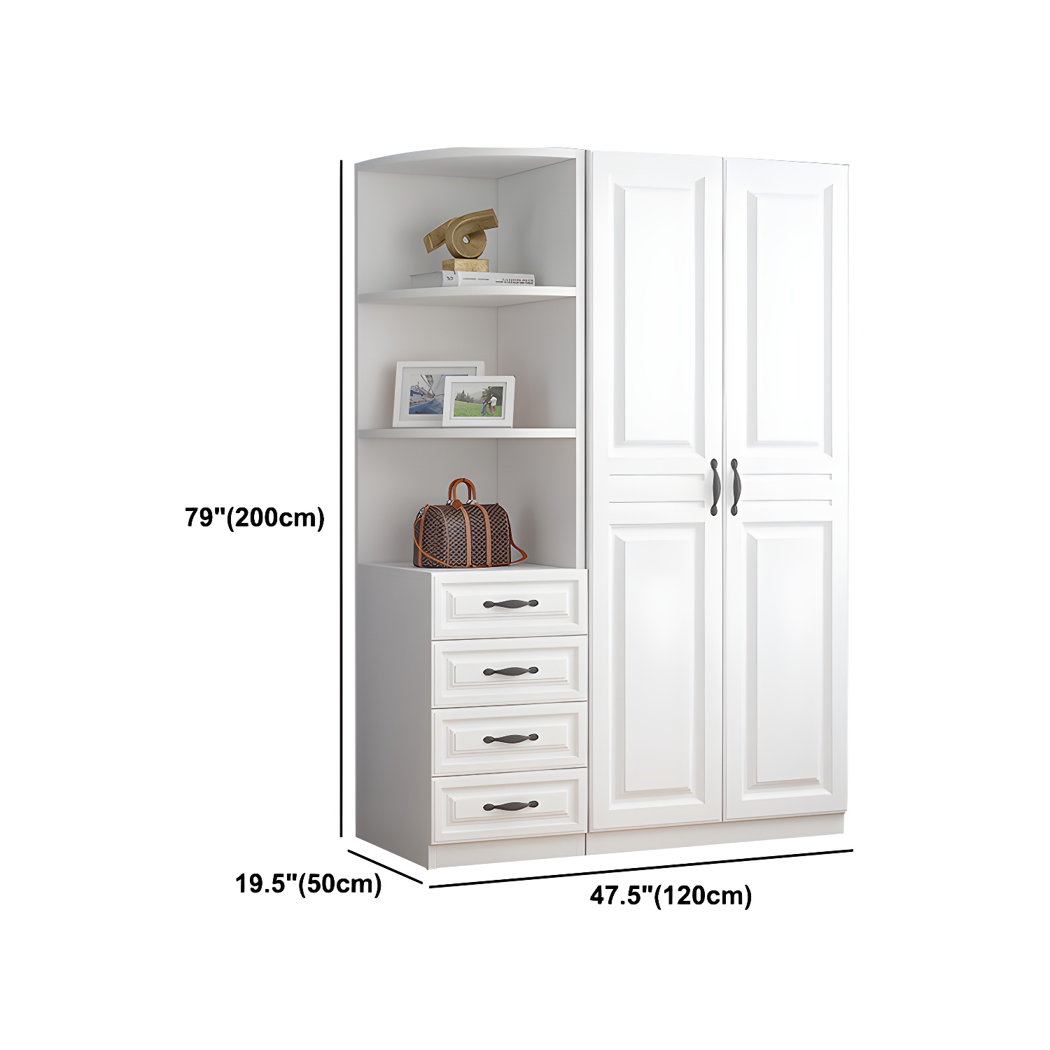 White Colour Wardrobe French Country Wooden Wardrobe Closet for Bedroom - image 25