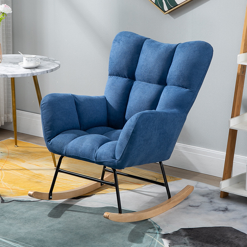 Contemporary Alloy Cushioned Living Room Rocking Chair 2 Piece Set with Footstool & Recessed Arm - image 5