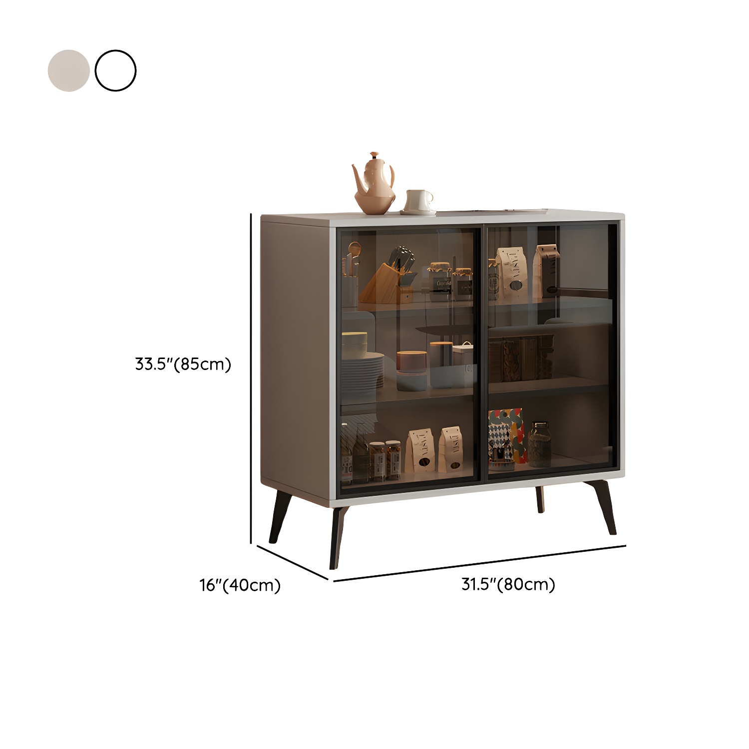 Glass Door Modern Wooden Kitchen Sideboard with Adjustable Shelving - image 20