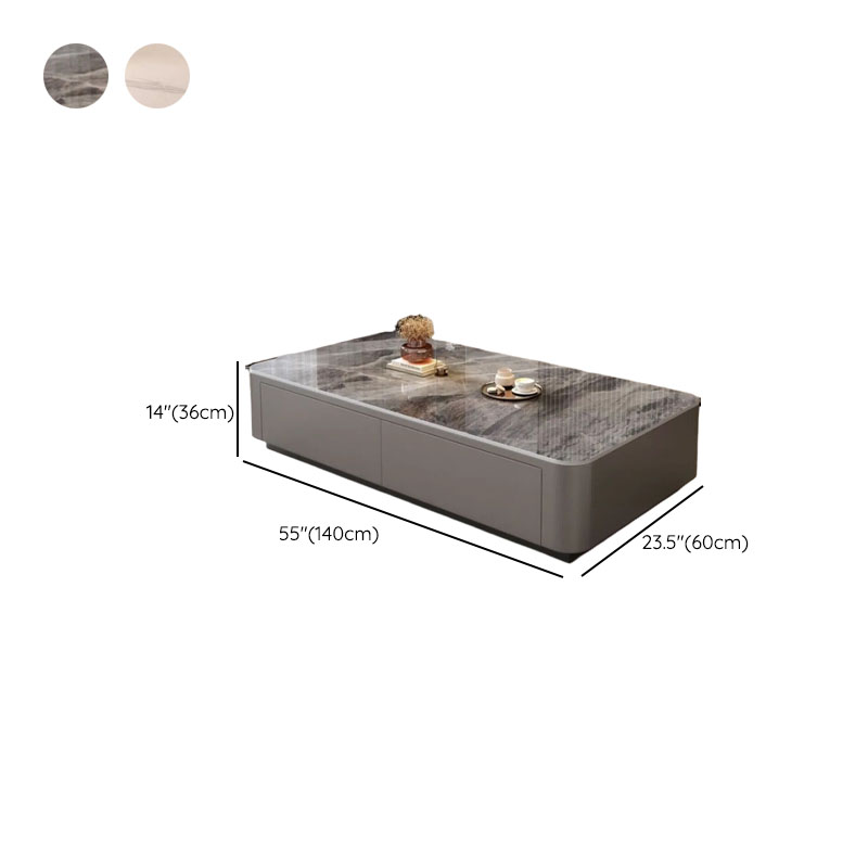 Contemporary Design Single Set Geometric Figure Rock Top Board Game Coffee Table with Block Base in Gray/Chalk and 2 Drawers - image 15