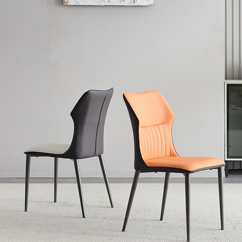 Minimalist Side Chair with Closed Back, Padded Upholstery, and Ink Metal Legs - image 8