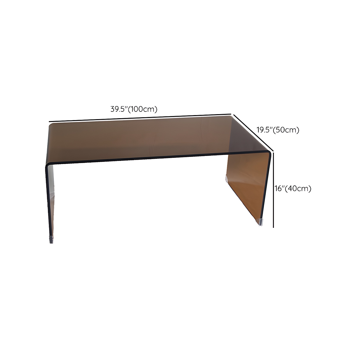 Brown Glass Sled Coffee Table Modern Rectangular 1 Single Cocktail Table - image 16